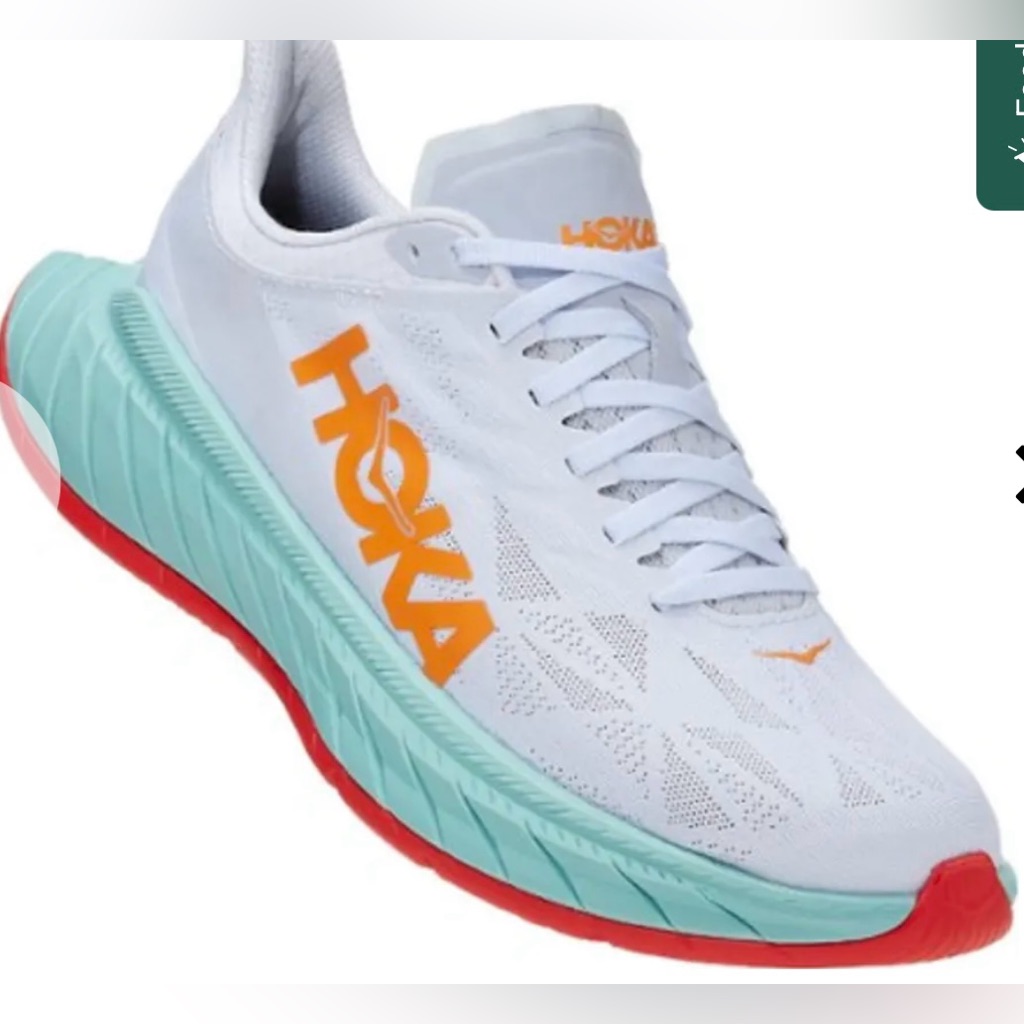 Hoka One One Nib Men’s Carbon X 2 'White Blue'. Size 9d. Ds-085